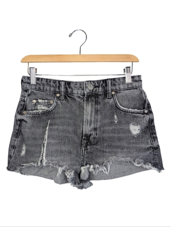 Zara Pants - Zara Edgy Black Distressed Denim Festival Shorts | High Rise | Size 4, Small